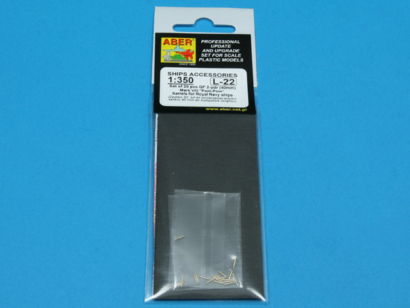 ABR-1:350-L-22  Дополнения для  Set of 20 pcs QF 2-pdr 40 mm Mk.VIII “Pom Pom” barrels for Royal Navy ships для  1/350 ABR-1:350-L-22  Дополнения для  Set of 20 pcs QF 2-pdr 40 mm Mk.VIII “Pom Pom” barrels for Royal Navy ships для  1/350