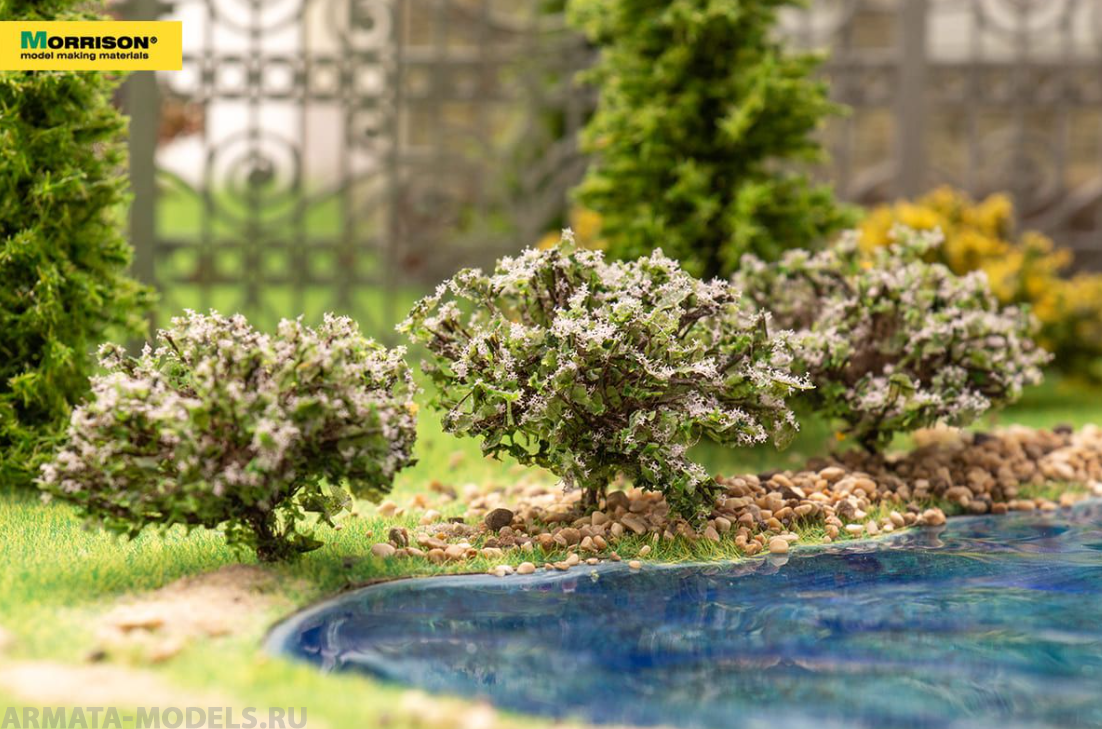 011kr009 Цветущие сиреневые кусты для макетов. Набор 3 шт.