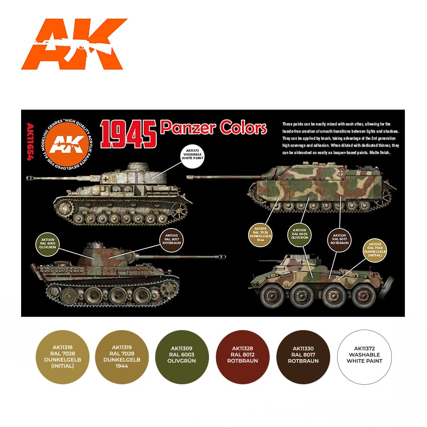 AK11654 Набор красок 1945 GERMAN LATE COLORS 3G AK11654 Набор красок 1945 GERMAN LATE COLORS 3G