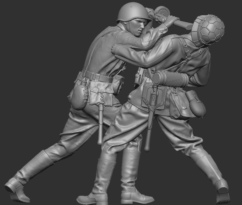 3016 Схватка автоматчика РККА с фельдфебелем пехоты Вермахта. Лето 1941-42г SOGA Miniatures