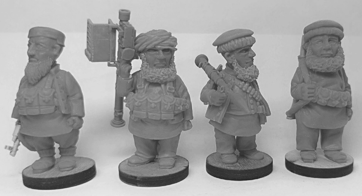CHM-50.15. Шаржевая миниатюра. Афганские моджахеды, 1979-92 гг. В комплекте 4 фигуры. 50 мм. Материал - смола. Chronos Miniatures