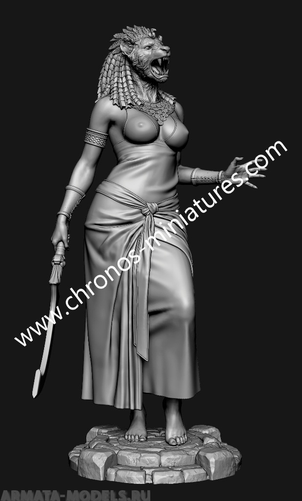 CHM-120.009 Миры Фэнтези: Египетская богиня Сехмет. 120 мм. Материал - смола. Chronos Miniatures