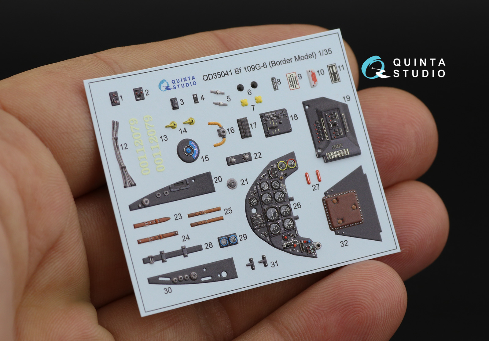 QD35041 3D Декаль интерьера кабины Bf 109G-6 (для модели Border Model)