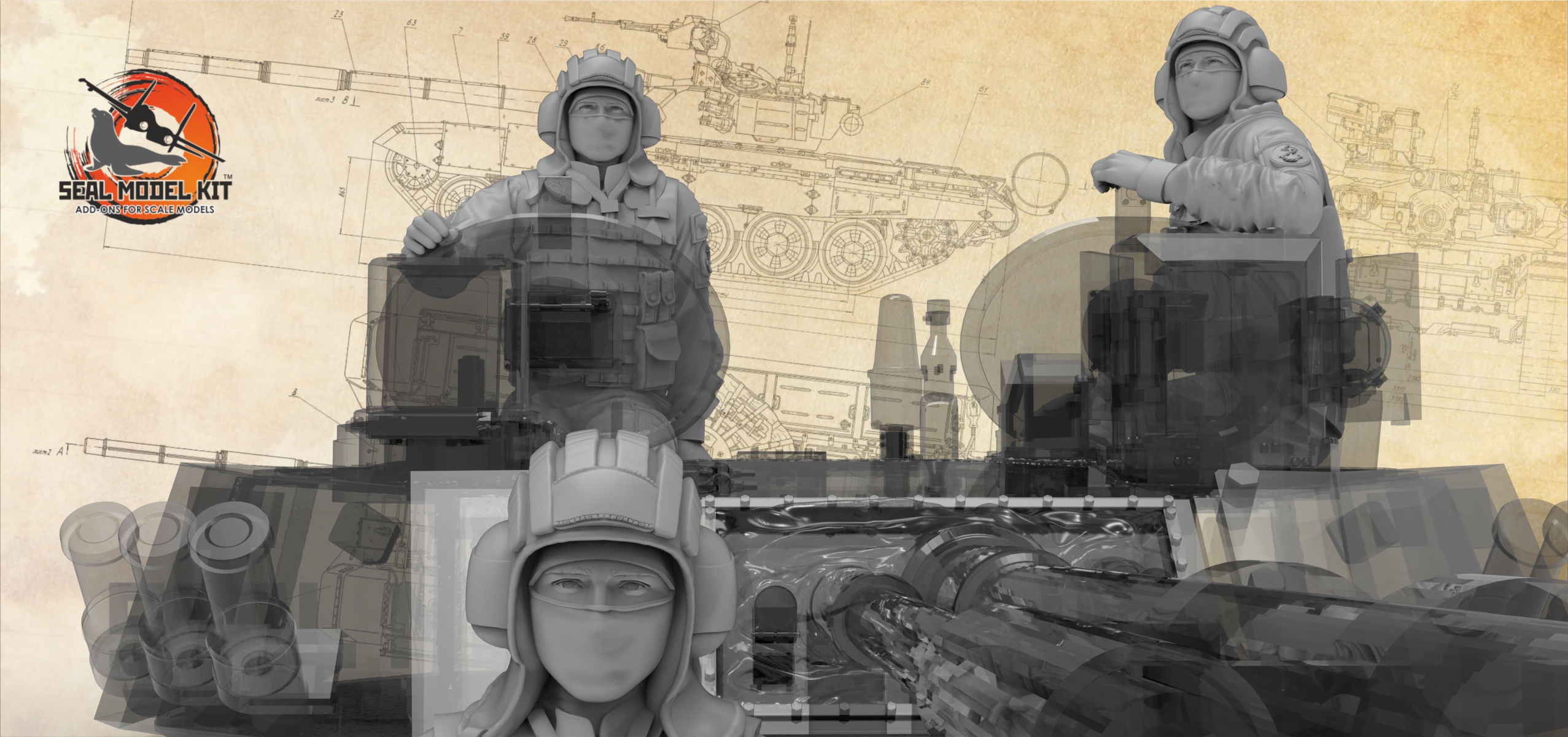 smk35013 танкисты морской пехоты в движении (Не для свободной продажи) Seal Model Kit