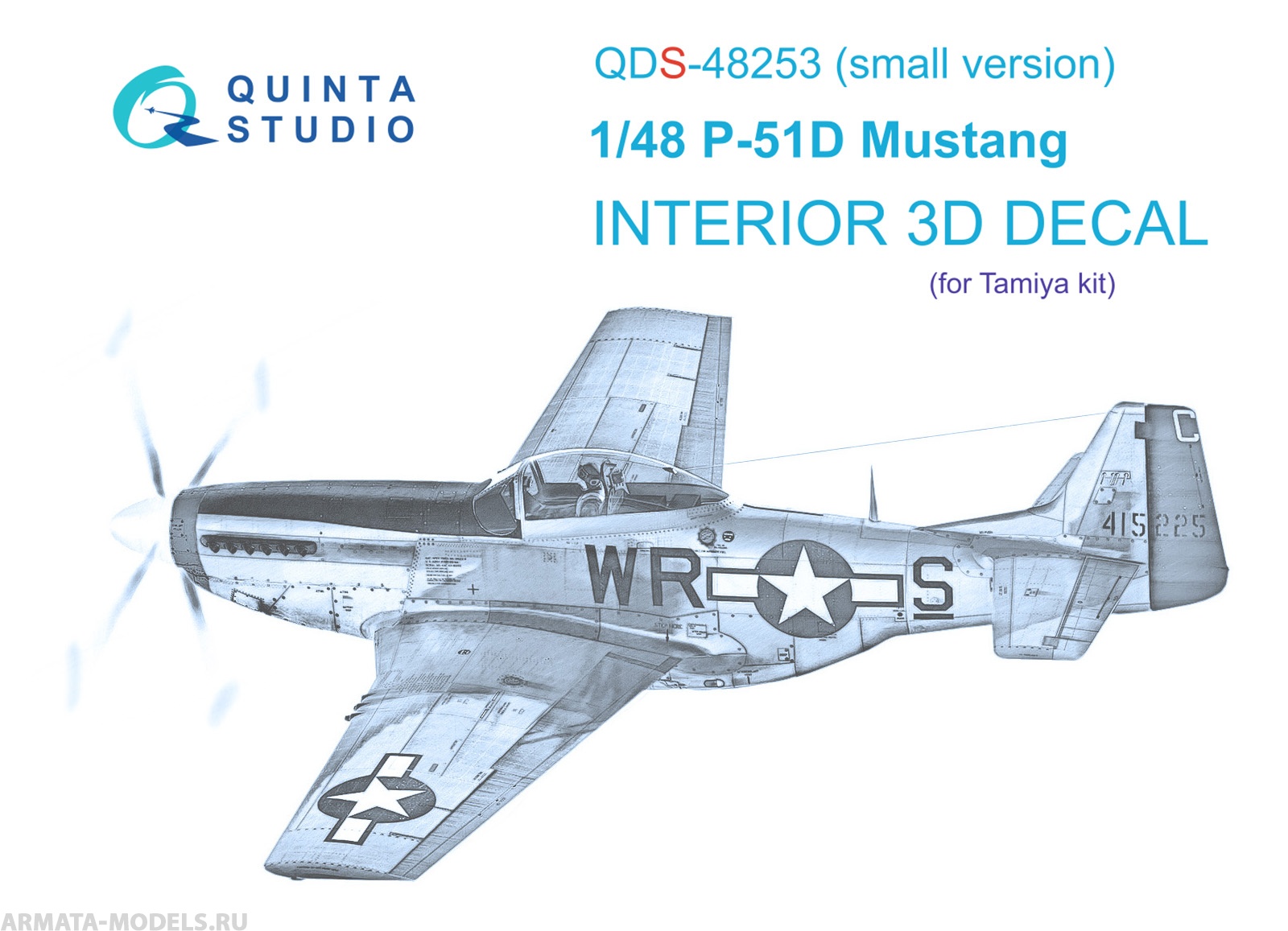 QDS-48253 3D Декаль интерьера кабины P-51D (Tamiya) (малая версия)