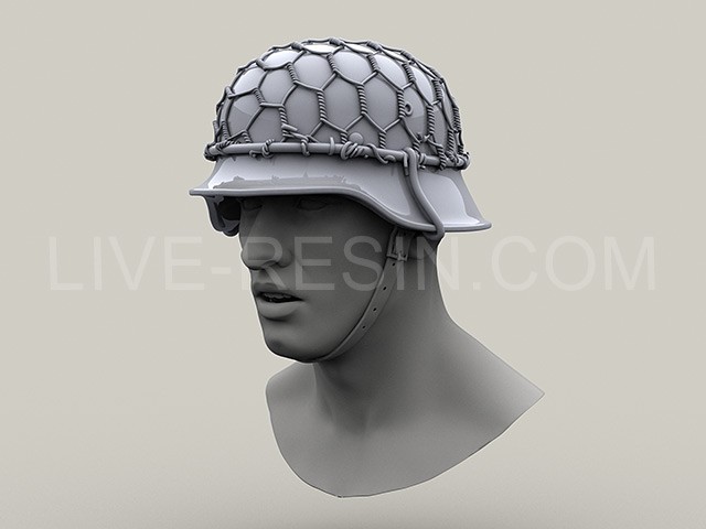 LRE35279 Стальной немецкий шлем периода Второй Мировой войны M42 - Stahlhelm 42 с проволочной камуфляжной сеткой тип 1 и тип 2.