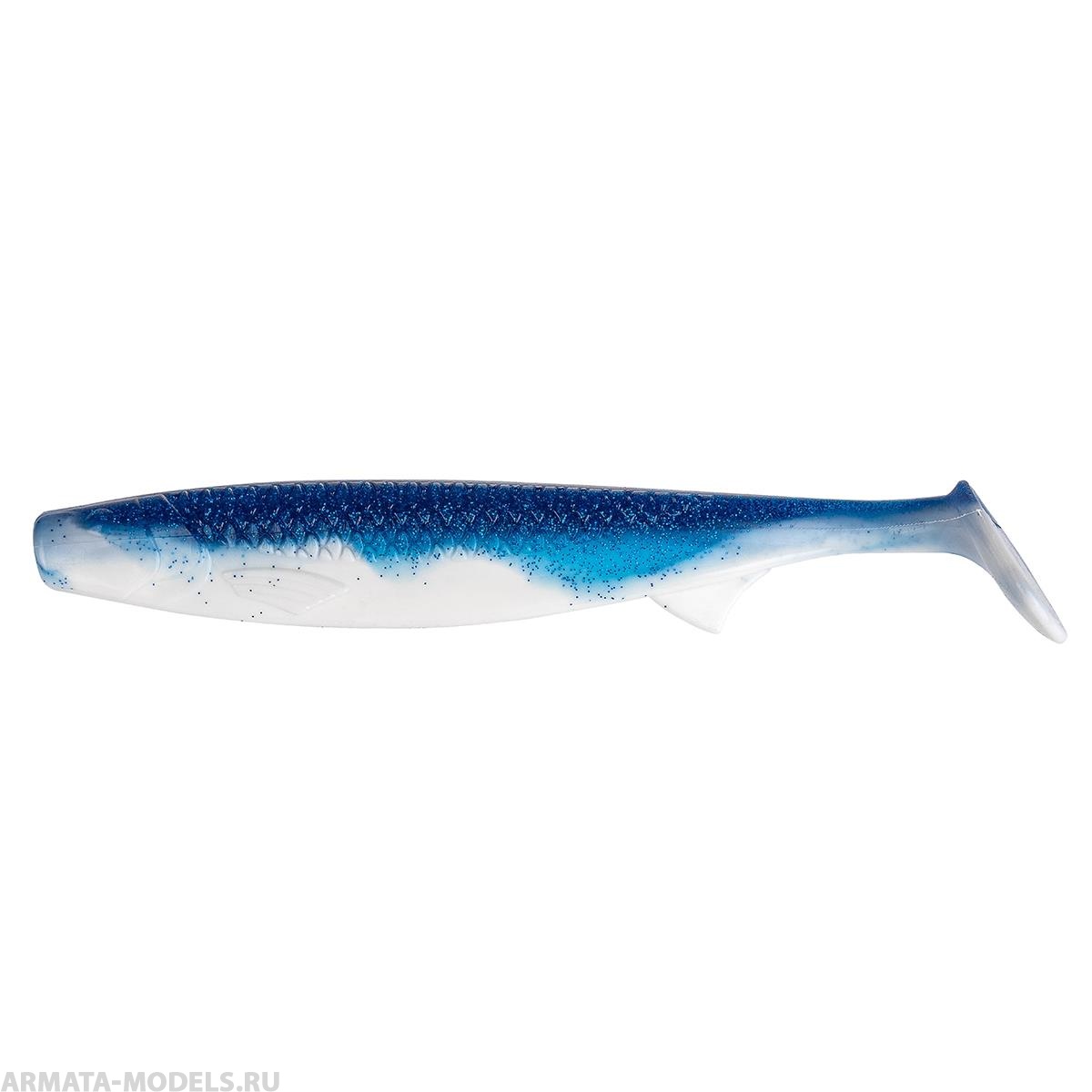 Виброхвост несъедоб. Pike King 6.3''/16 см Blue Sparkles & White 25шт. (HS-37-026-N) Helios( цена указана за упаковку, в количестве 25шт.)