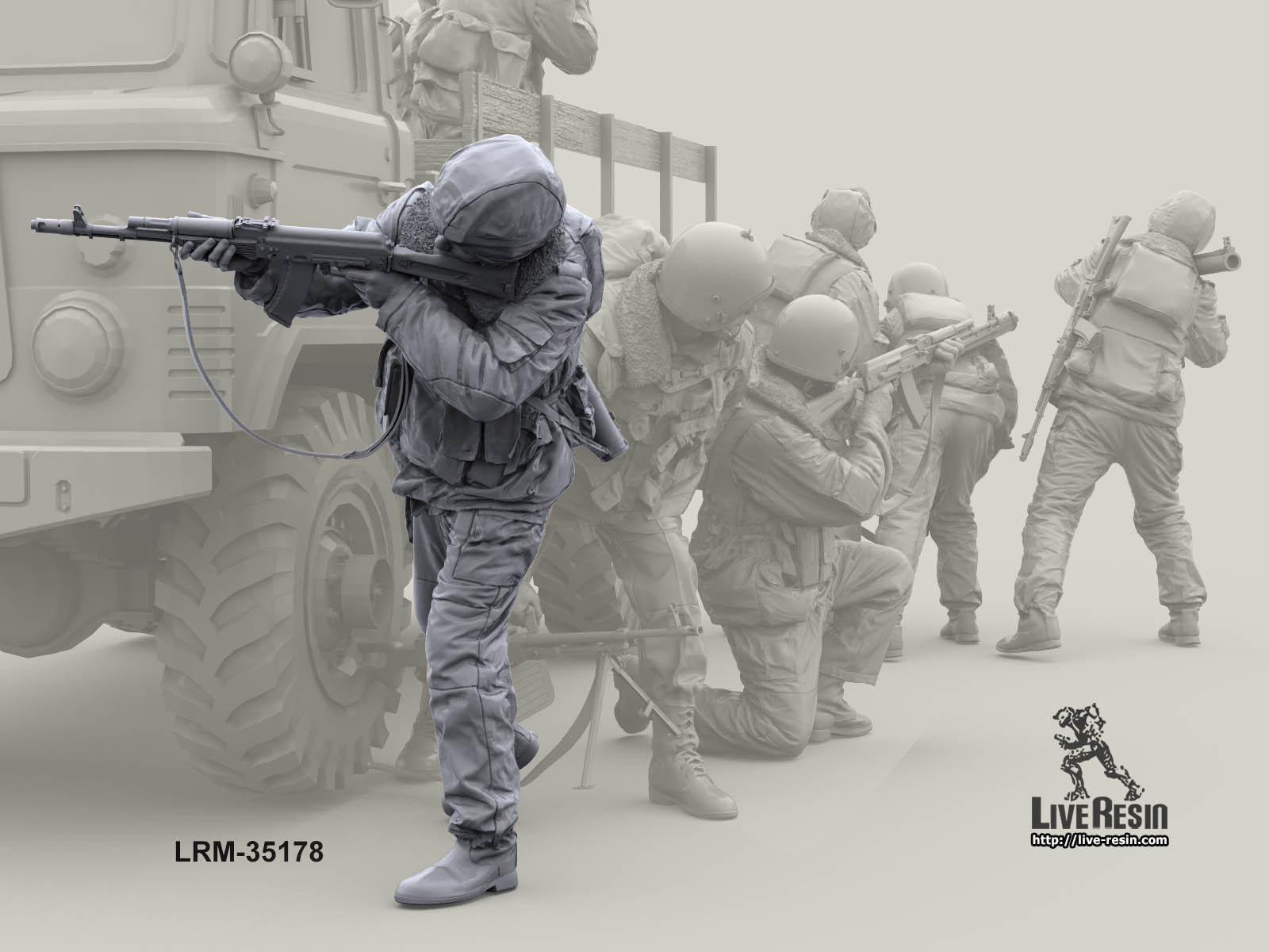 LRM35178 Военнослужащий ВВ, ведет огонь из-за укрытия Live Resin