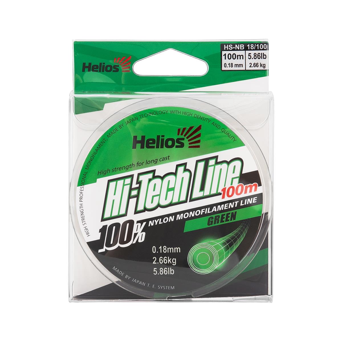 Леска Hi-tech Line Nylon Green 0,18mm/100 (HS-NB 18/100) Helios