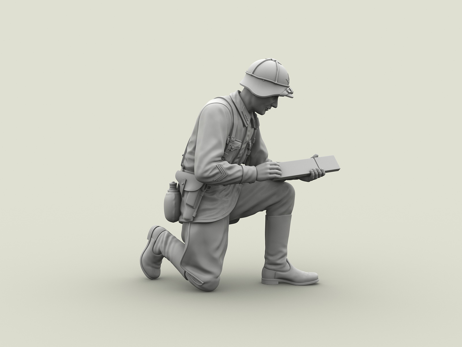 3123SOGA Старший лейтенант РККА с трофейным японским пулемётом Тип 92. Халхин-Гол. 1939 г. SOGA Miniatures