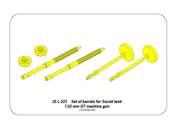 ABR-35-L-223  Дополнения для  Set of 2 barrels for Soviet tank 7,62mm DT machine gun универсальный набор 1/35