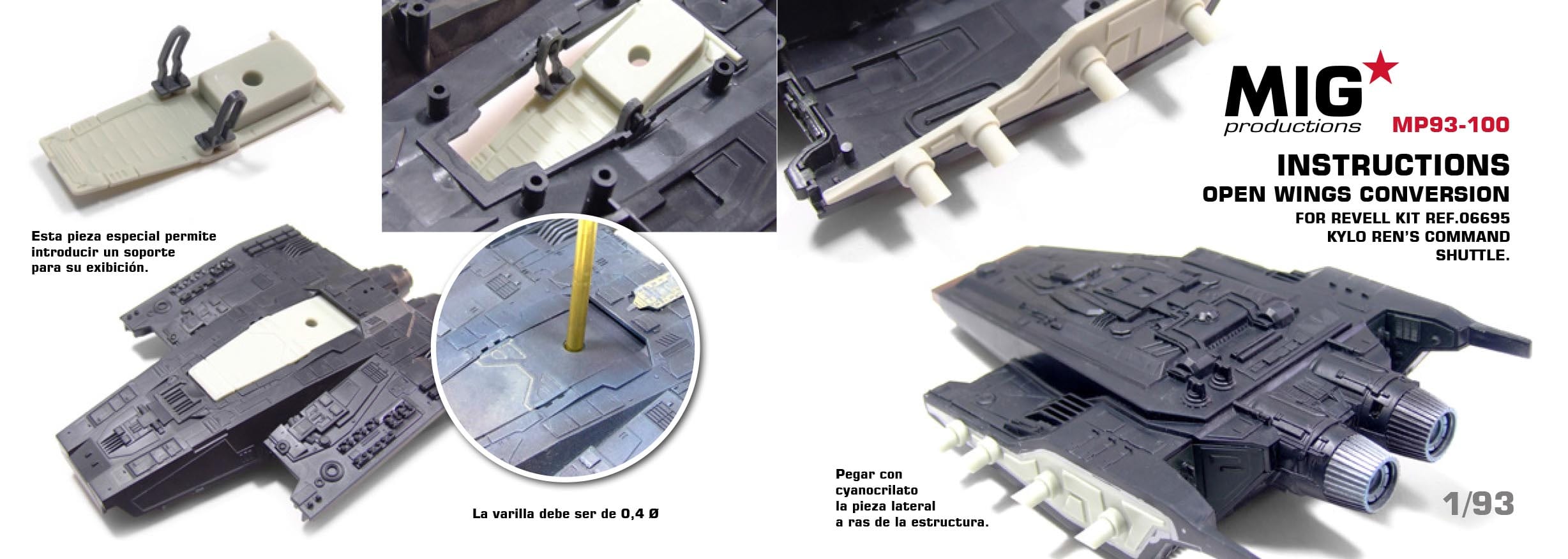 MP93-100 Сборная модель аксессуаров из пластика Open wings conversion for kylo ren's