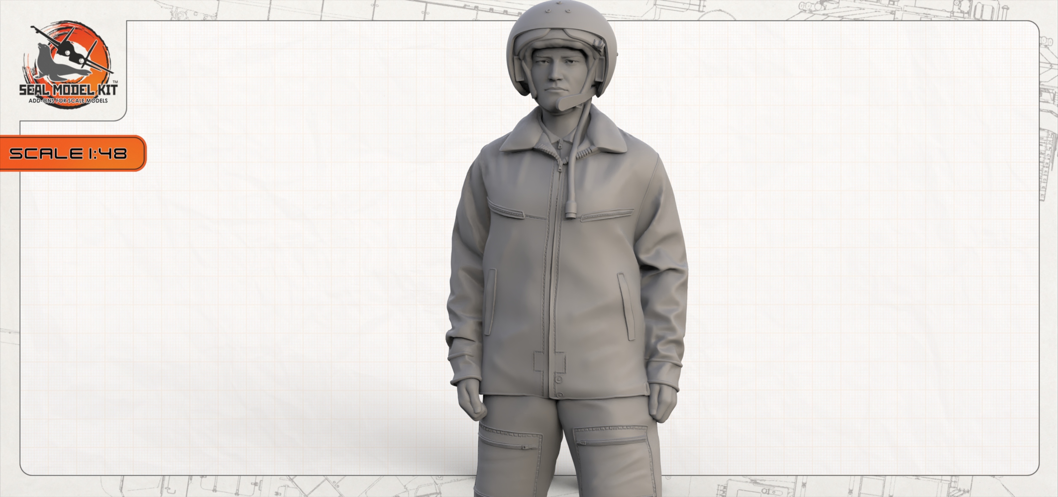 smk48067 Российский вертолетчик рядом с Ка-50 Seal Model Kit