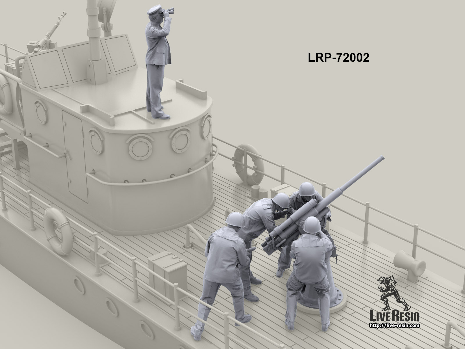 LRP-72002 Артиллерийский расчет катера Малый Охотник отражает атаку - расчет 2 (5 фигур) Live Resin