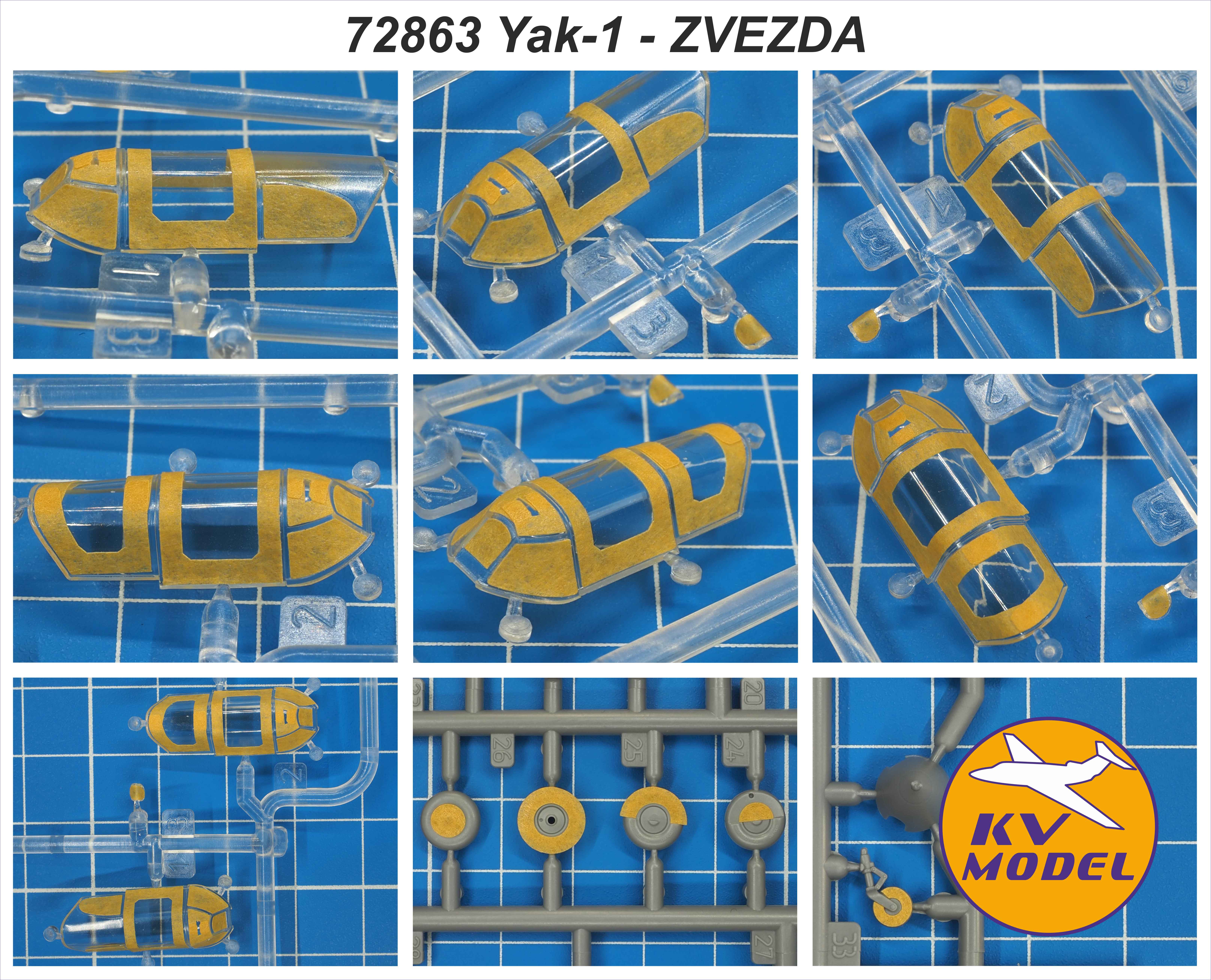 72863KV Окрасочная маска Як-1 27-92 серии (ZVEZDA #7327) +  маски на диски и колеса