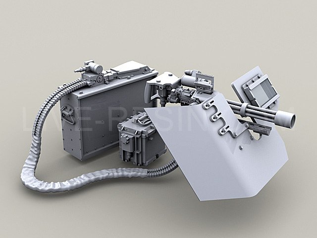 LRE35063 Пулемёт M134D Minigun с креплением для тяжёлого фонаря M89A Surefire HellFighter на основании Bearing Sleeve и бронированным щитом GPK