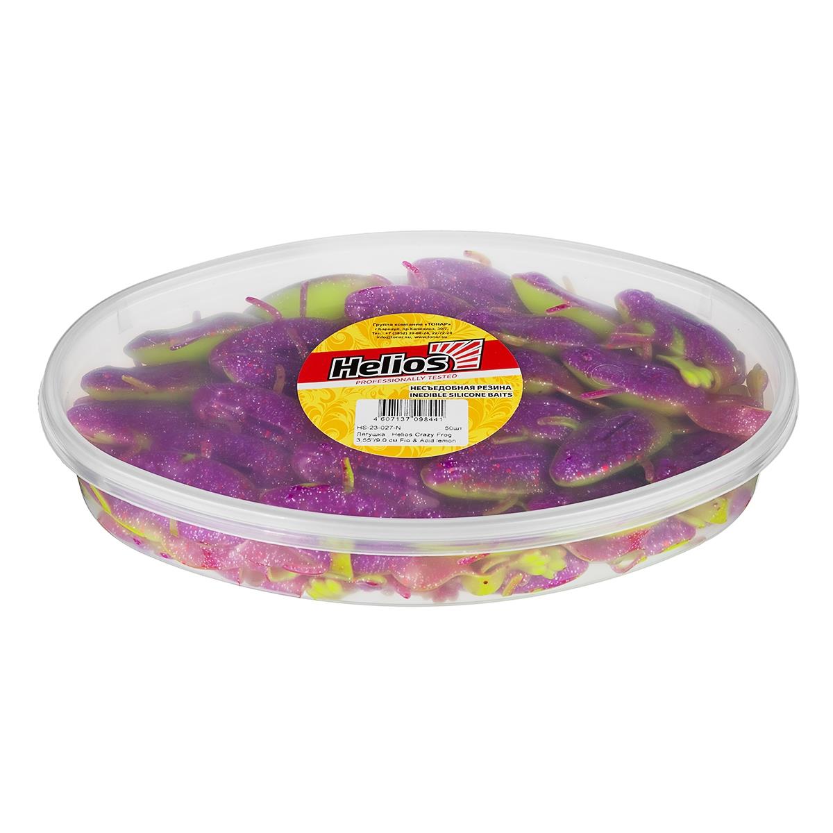 Лягушка несъедоб. Crazy Frog 3,55''/9,0 см Fio & Acid lemon 50шт. (HS-23-027-N) Helios( цена указана за упаковку, в количестве 50шт.)