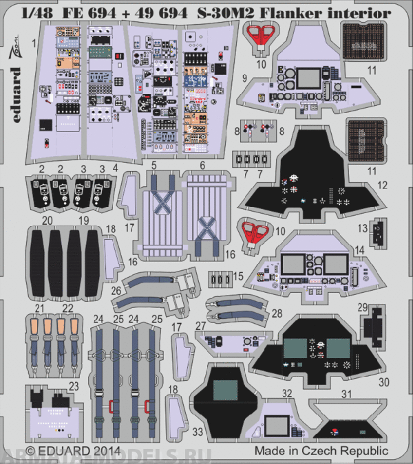 FE694ED  S-30M-2 Flanker Interior S.A. (for Academy kit) 1/48 FE694ED  S-30M-2 Flanker Interior S.A. (for Academy kit) 1/48