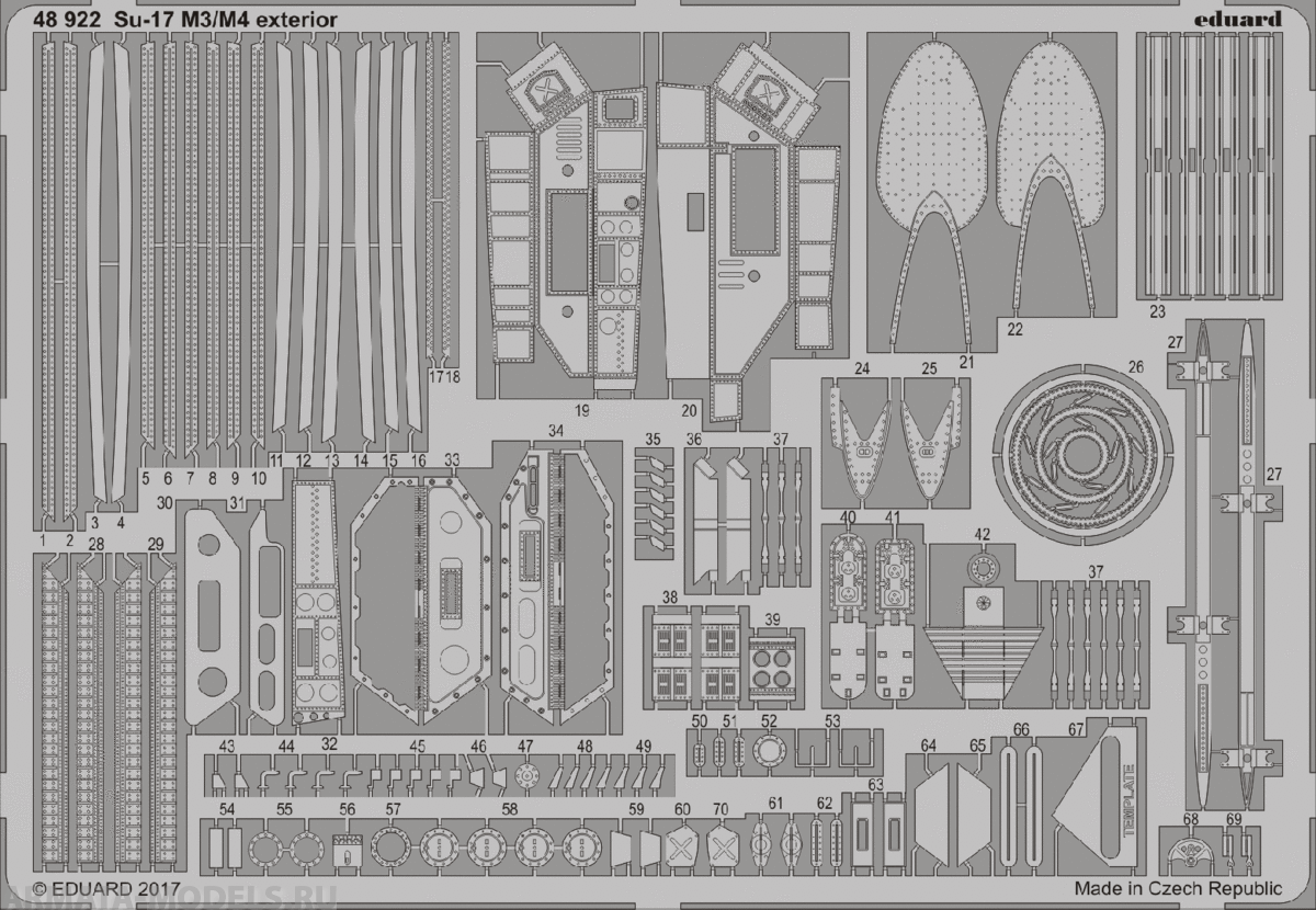 48922 Фототравление для Su-17 M3/M4 exterior  KITTY HAWK (Eduard)  48922 Фототравление для Su-17 M3/M4 exterior  KITTY HAWK (Eduard)