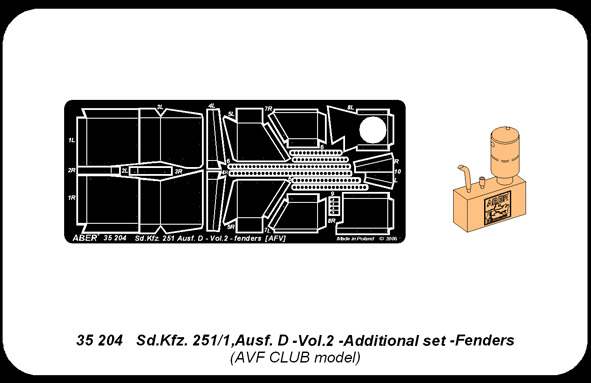 ABR-35-204  Дополнения для  Sd.Kfz. 251/1 Ausf. D Vol.2- Fenders для AFV model 1/35
