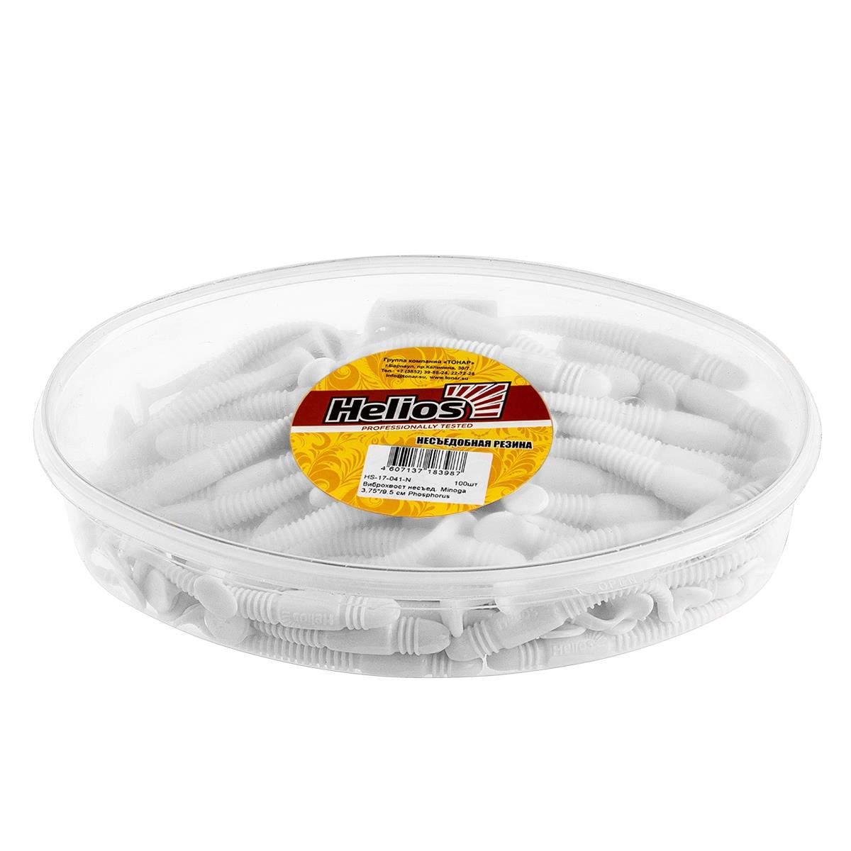 Виброхвост несъедоб. Minoga 3,75''/9.5 см Phosphorus 100шт. (HS-17-041-N) Helios( цена указана за упаковку, в количестве 100шт.)