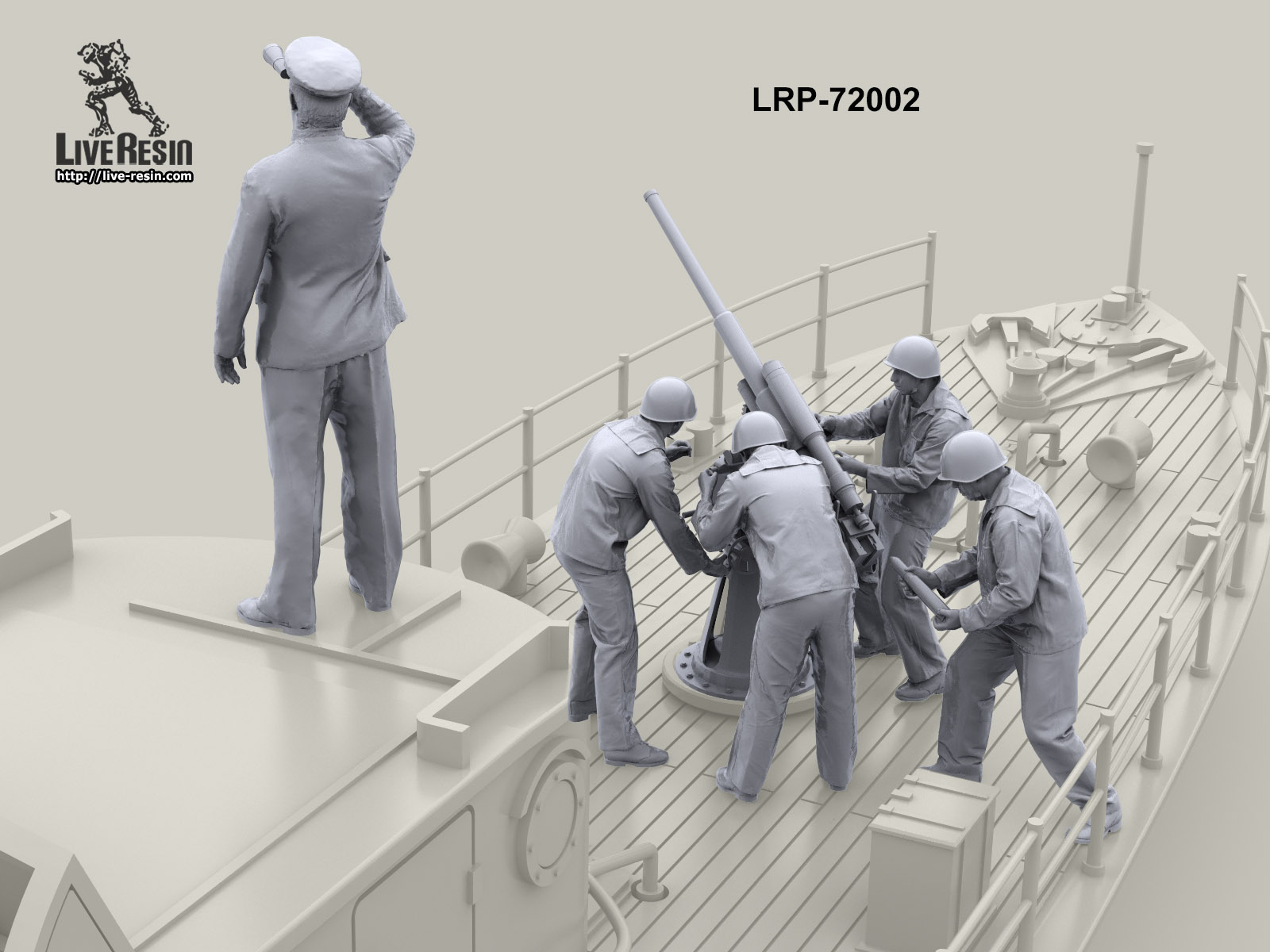 LRP-72002 Артиллерийский расчет катера Малый Охотник отражает атаку - расчет 2 (5 фигур) Live Resin