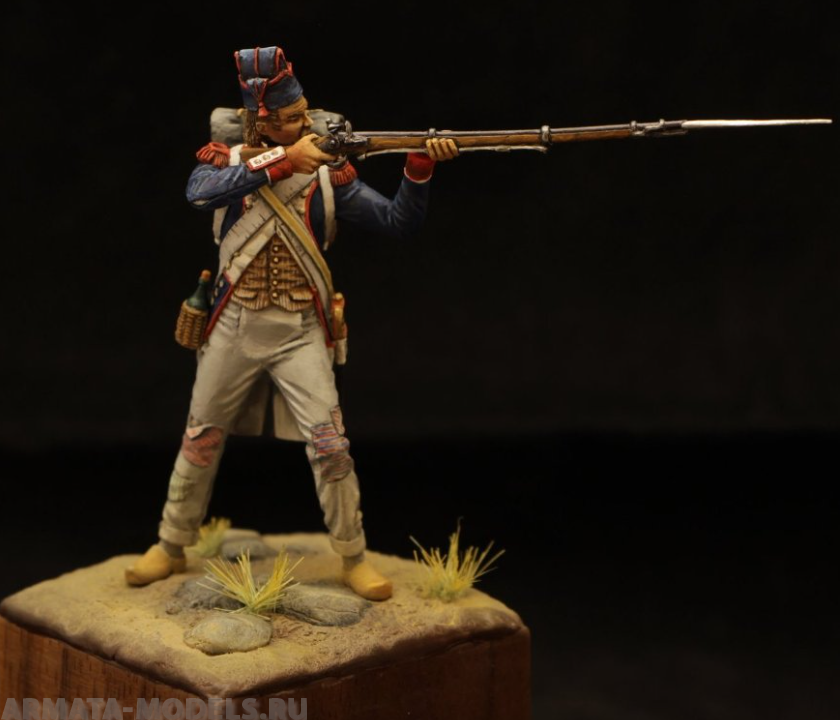 CHM-54130(M). Гренадер линейных пехотных полубригад, Франция 1794-1801 гг. 54 мм. Материал - белый металл. Chronos Miniatures