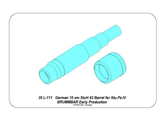 ABR-35-L-111  Дополнения для  German 15cm StuH 43 Barrel for Stu.Pz. IV BRUMBAR early для Tristar 1/35 ABR-35-L-111  Дополнения для  German 15cm StuH 43 Barrel for Stu.Pz. IV BRUMBAR early для Tristar 1/35