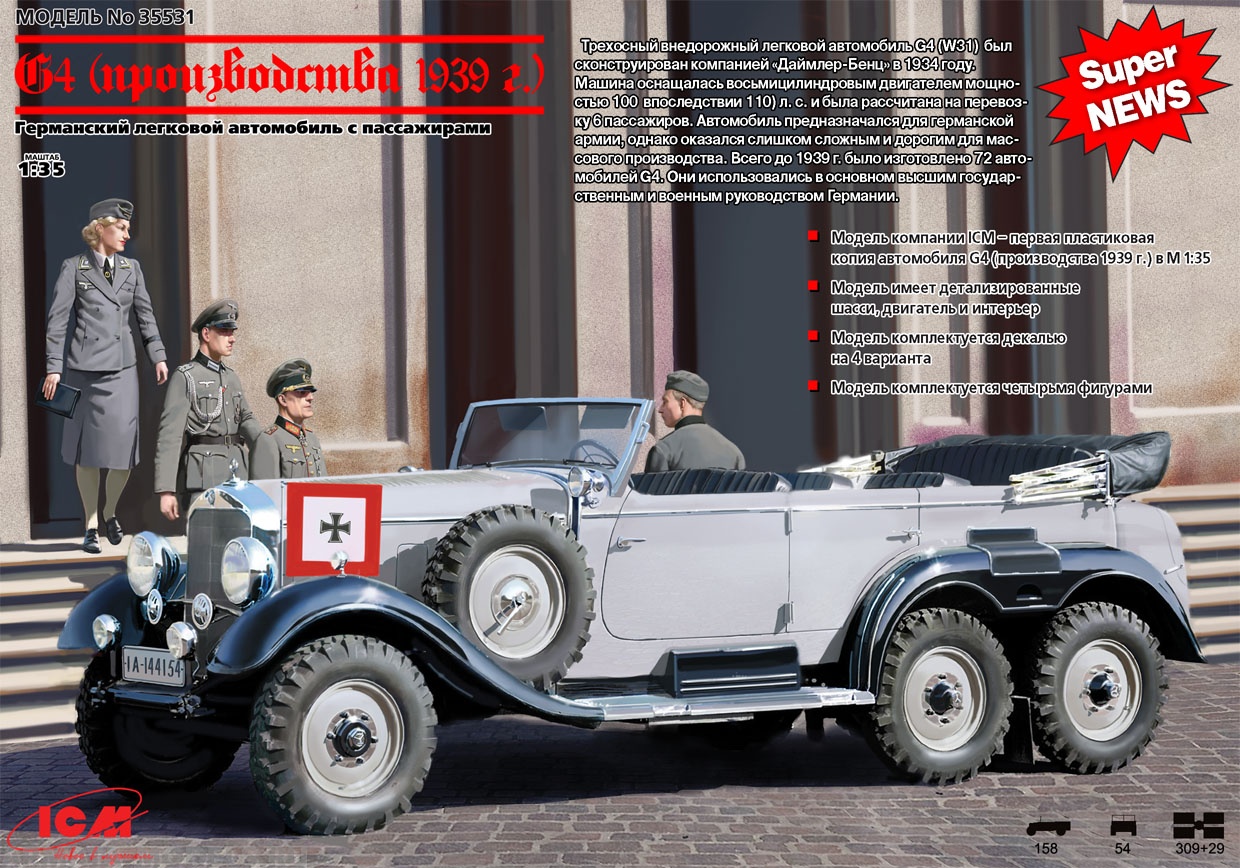 Купить 35531 Германский автомобиль G4 (1939) с пассажирами | ArmaModels