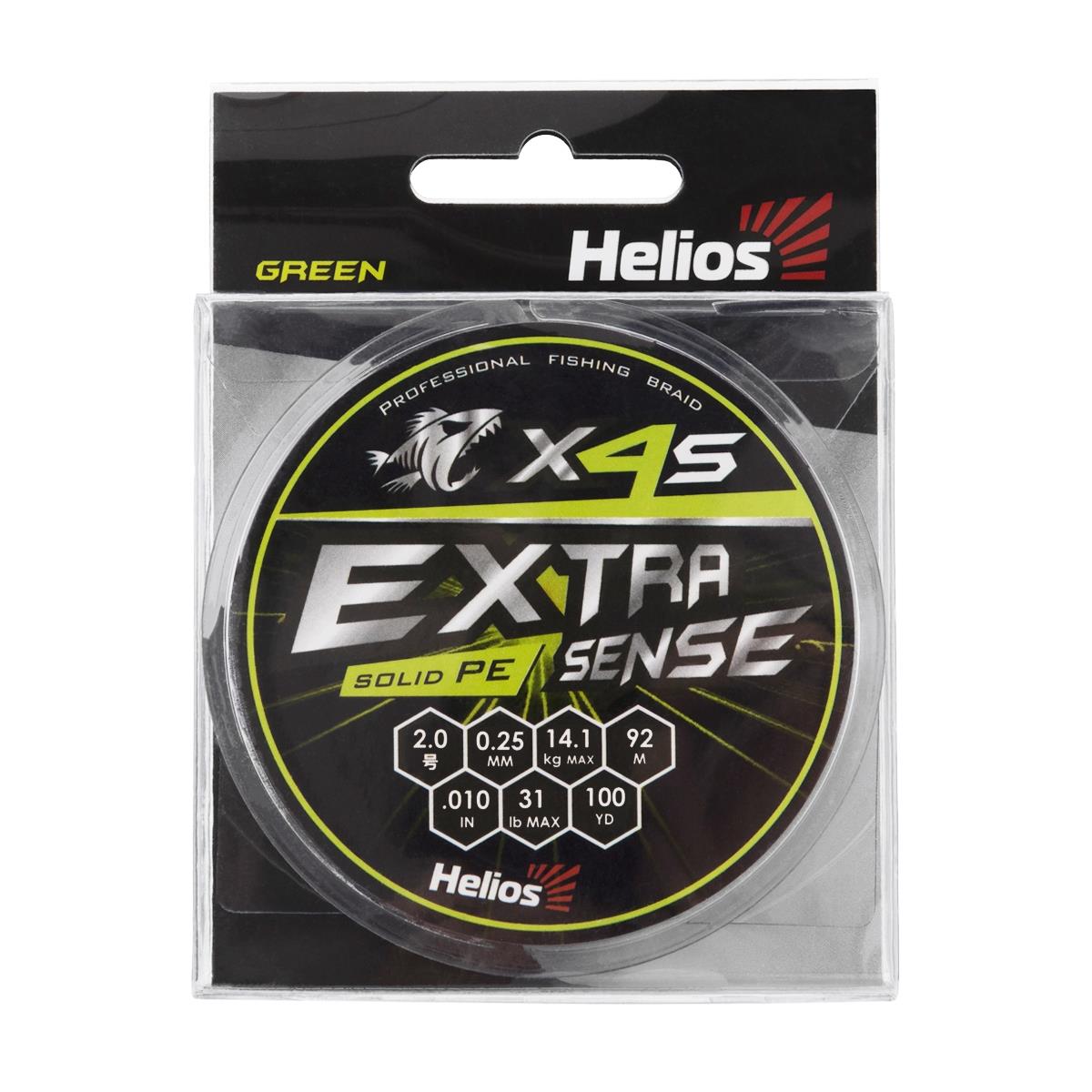 Шнур Extrasense X4S PE Green 92m 2.0/31LB 0.25mm (HS-ES-X4S-2/31LB) Helios