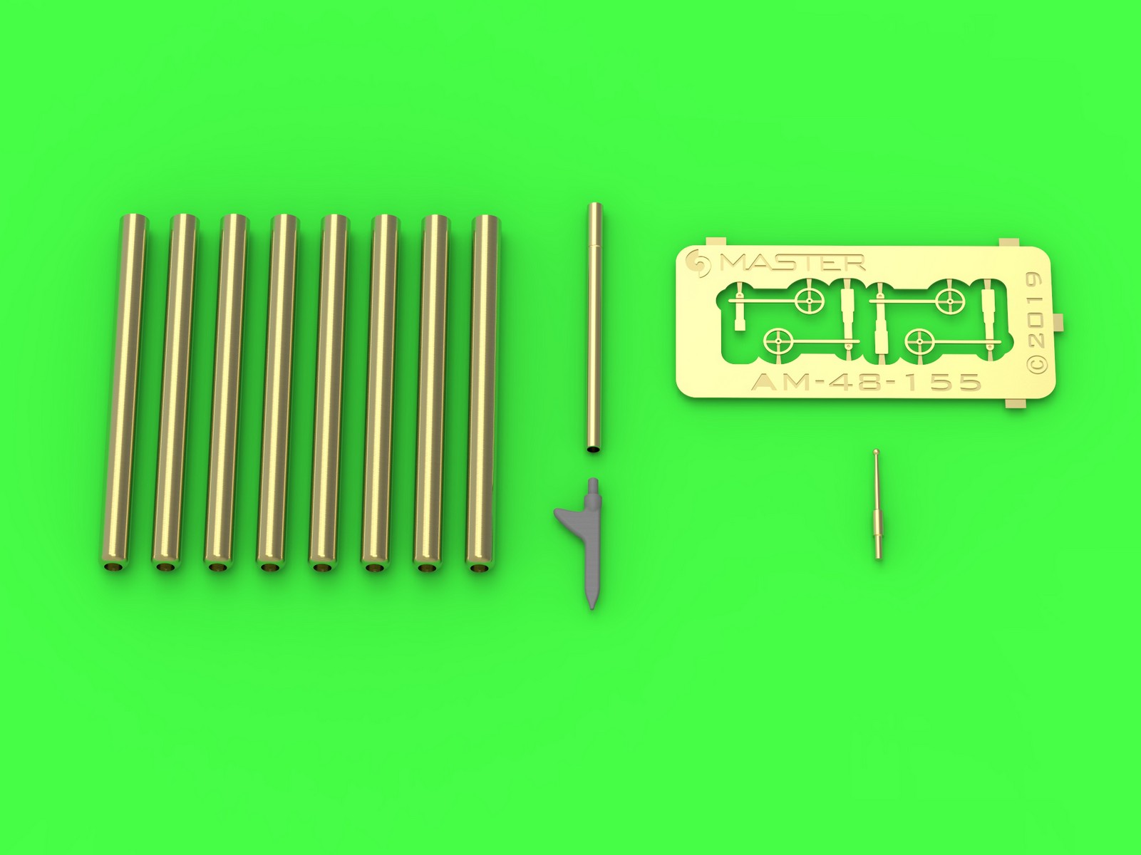 AM-48-155 P-47 Thunderbolt - zestaw detali -uzbrojenie, rurka Pitota, celownik / P-47 Thunderbolt - details set - Browning .50 blast tubes, gunsight and Pitot Tube AM-48-155 P-47 Thunderbolt - zestaw detali -uzbrojenie, rurka Pitota, celownik / P-47 Thunderbolt - details set - Browning .50 blast tubes, gunsight and Pitot Tube