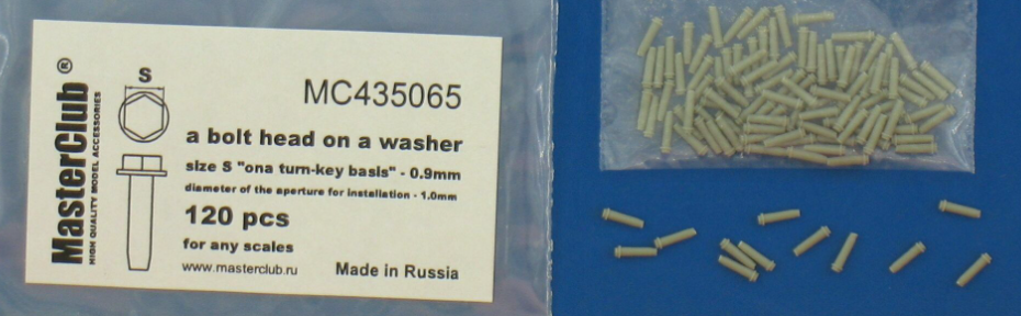 MC435065  головка болта с шайбой, размер под ключ - 0.9mm;  диаметр отверстия для монтажа-1.0mm;   120 шт.