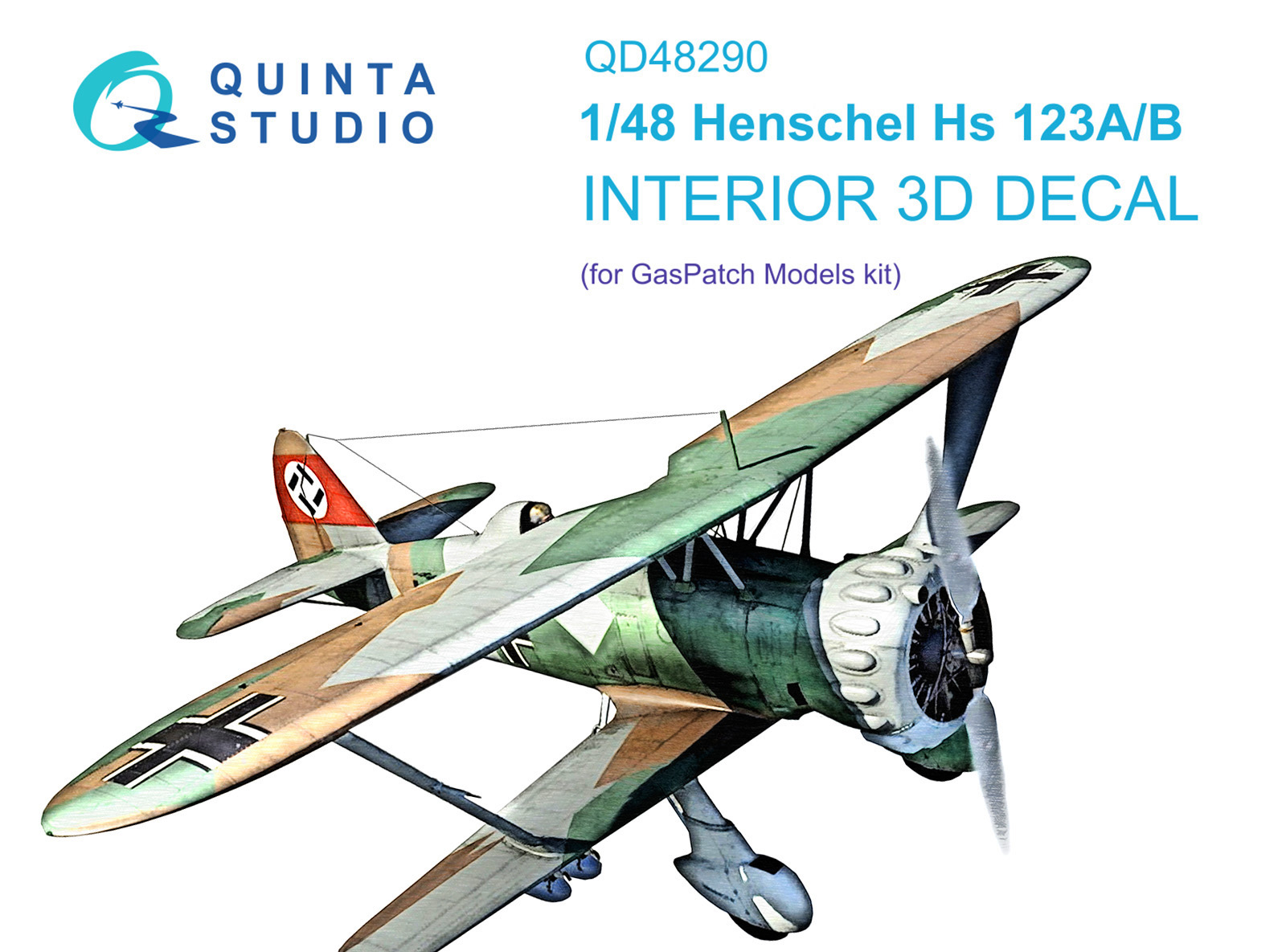 QD48290 3D Декаль интерьера кабины Henschel Hs 123A/B (GasPatch models)