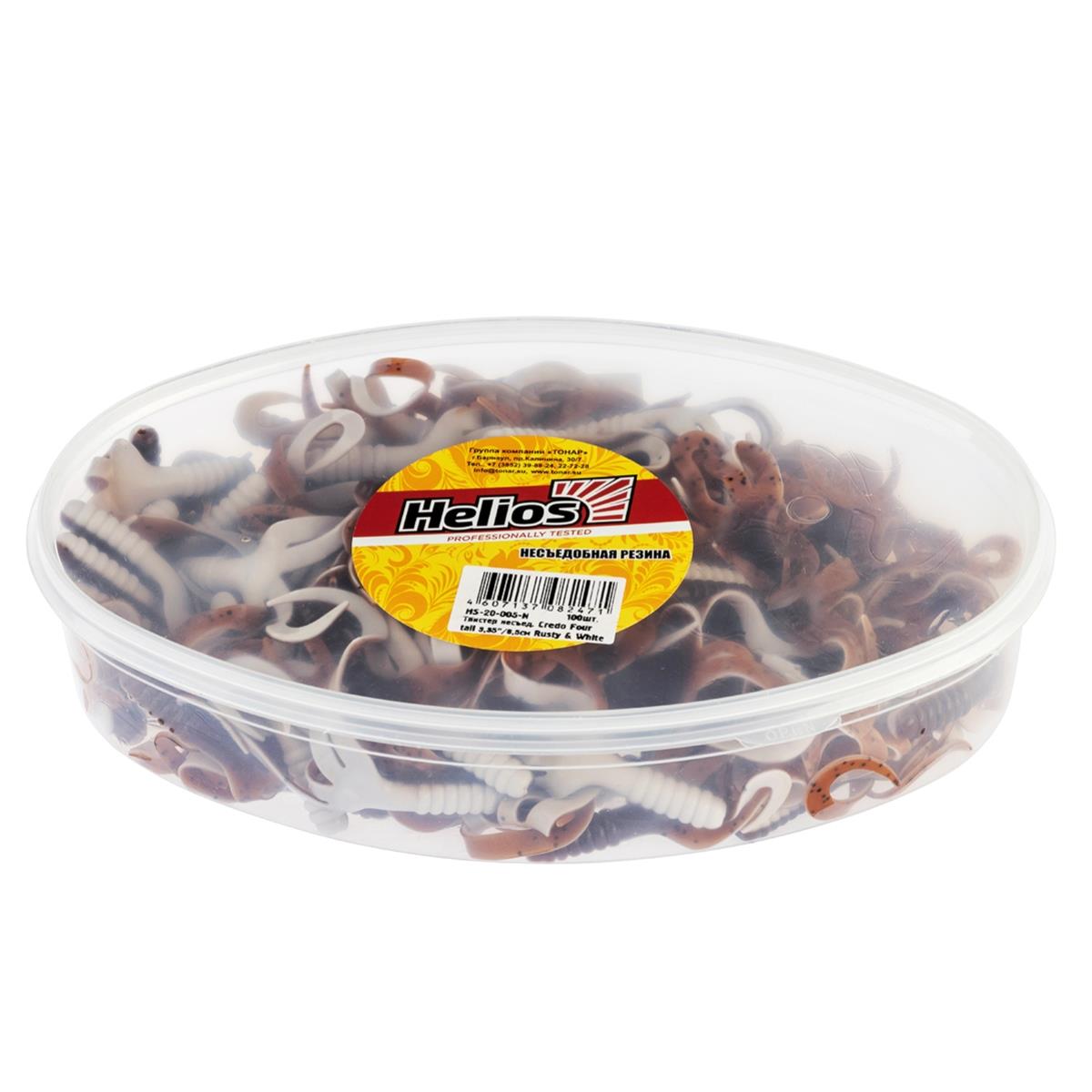 Твистер несъедоб. Credo Four tail 3,35''/8,5 см Rusty & White 100шт. (HS-20-005-N) Helios( цена указана за упаковку, в количестве 100шт.)
