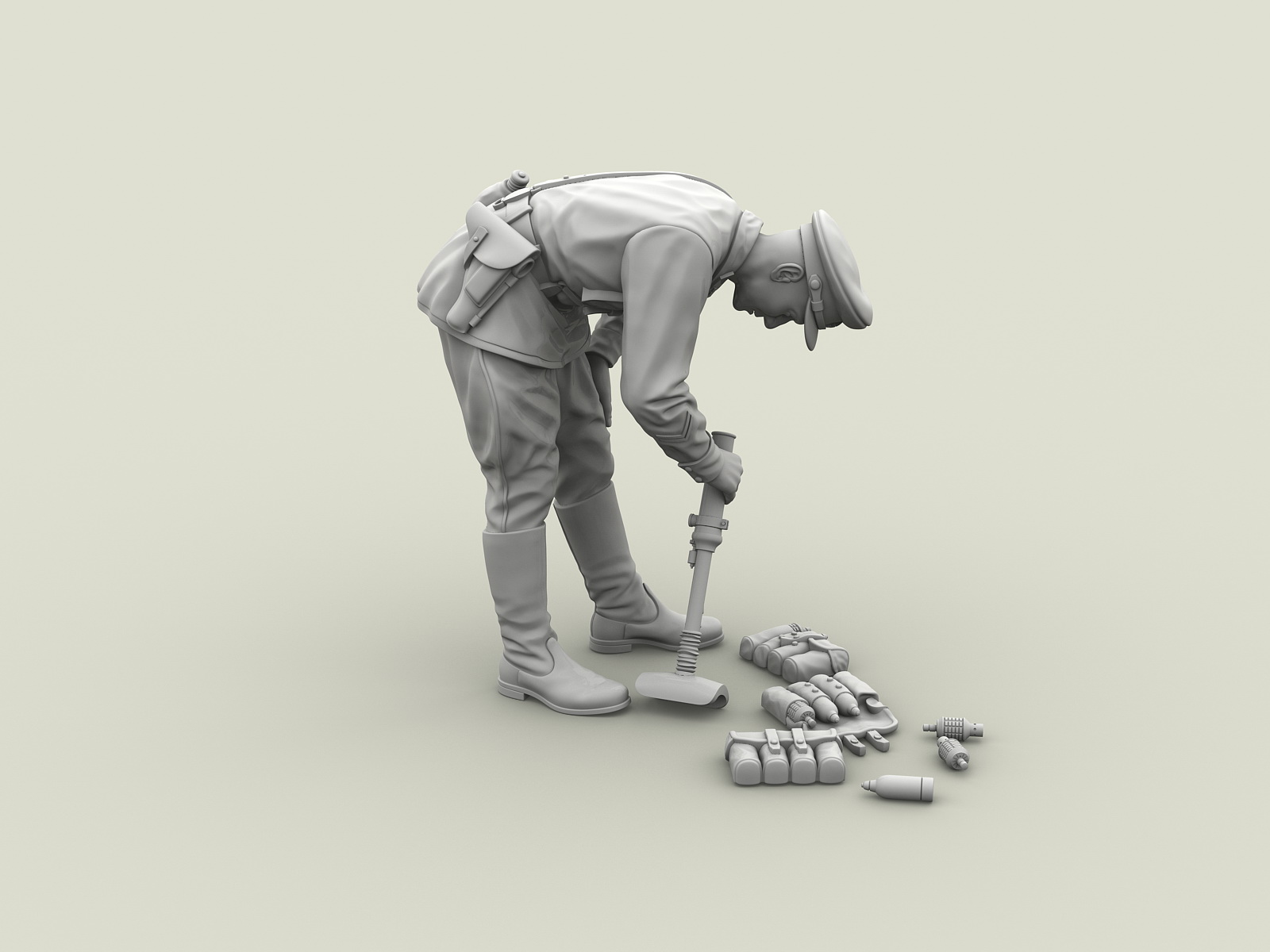 3127SOGA Лейтенант РККА с трофейным миномётом Тип 89. Халхин-Гол. 1939 г. SOGA Miniatures