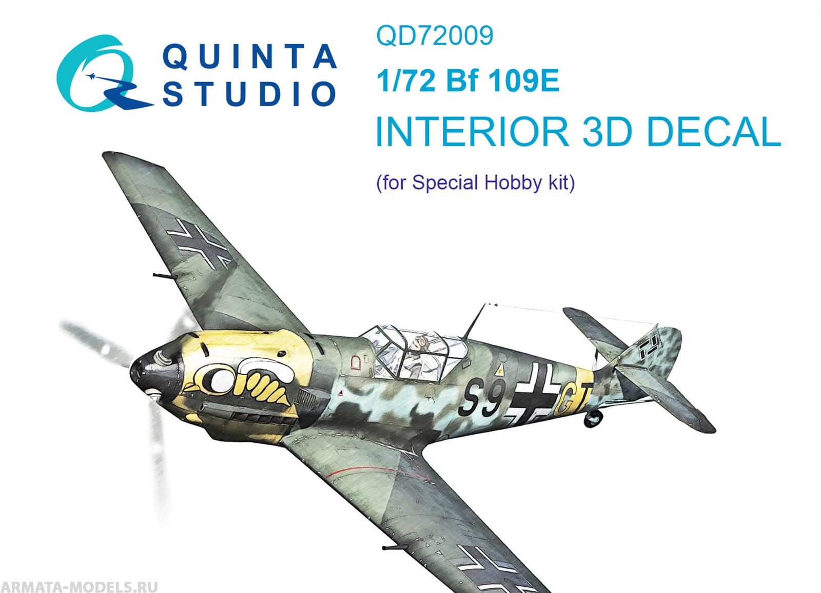 QD72009 3D Декаль интерьера кабины Bf 109E (Special Hobby)