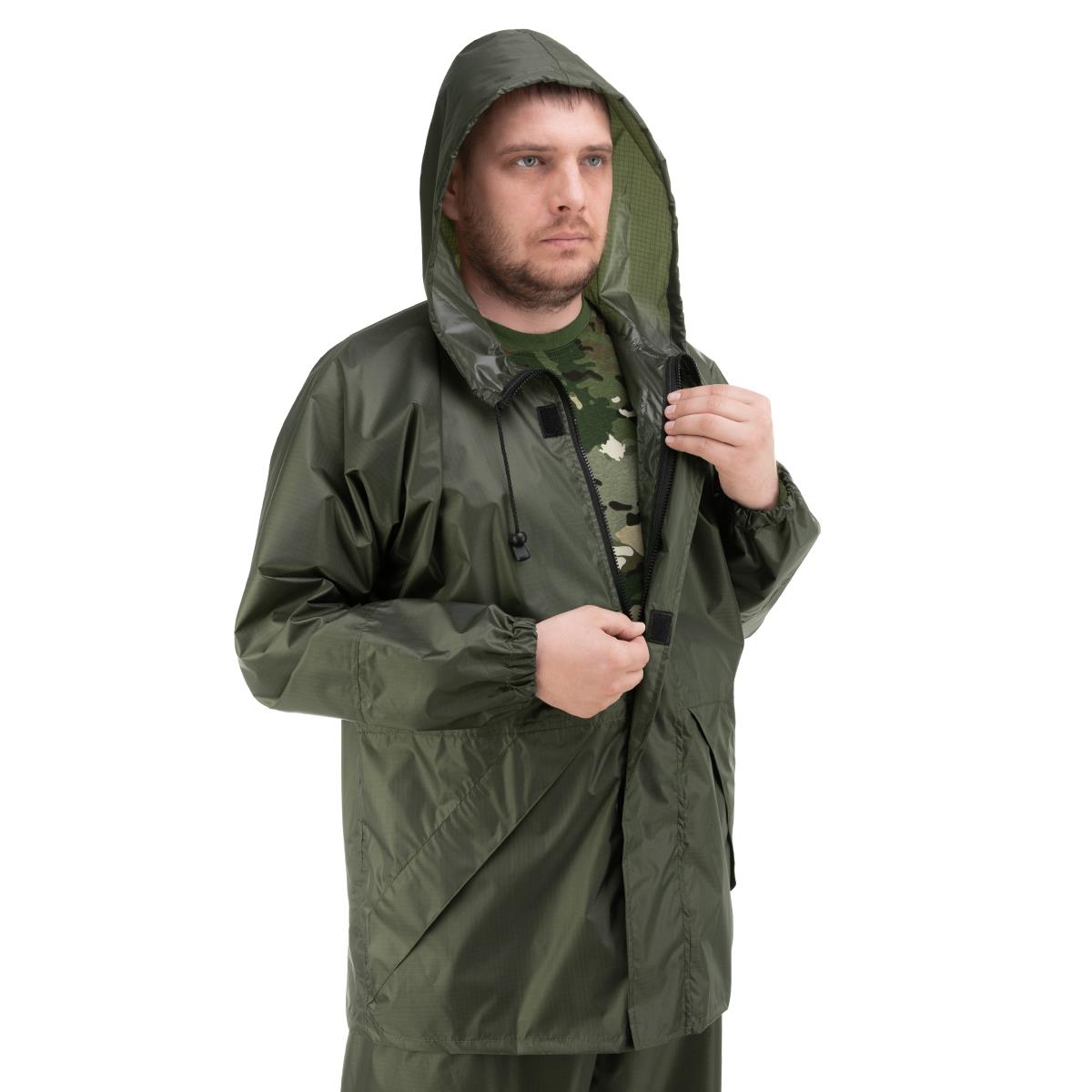 Костюм ветровлагозащитный Походный, цв.зеленый PU 5000 р.50 (T-KS-VVZ-L-PU5-002) Helios