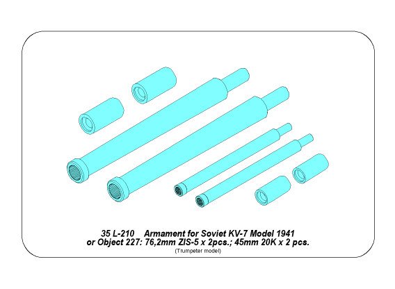 ABR-35-L-210  Дополнения для  Armament for Soviet KV-7 76mm x 2; 45 x 2 для Trumpeter 1/35 ABR-35-L-210  Дополнения для  Armament for Soviet KV-7 76mm x 2; 45 x 2 для Trumpeter 1/35