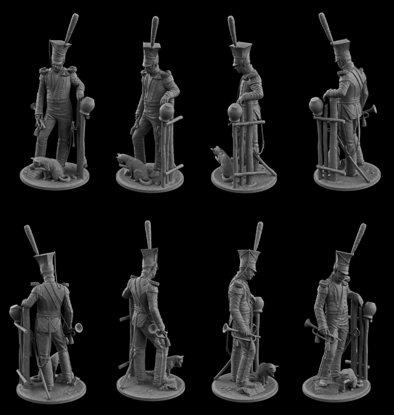 CHM-75077. Штаб-трубач Лейб-Гвардии Уланского полка, Россия 1812-14 гг. 75 мм. Материал - смола. Chronos Miniatures