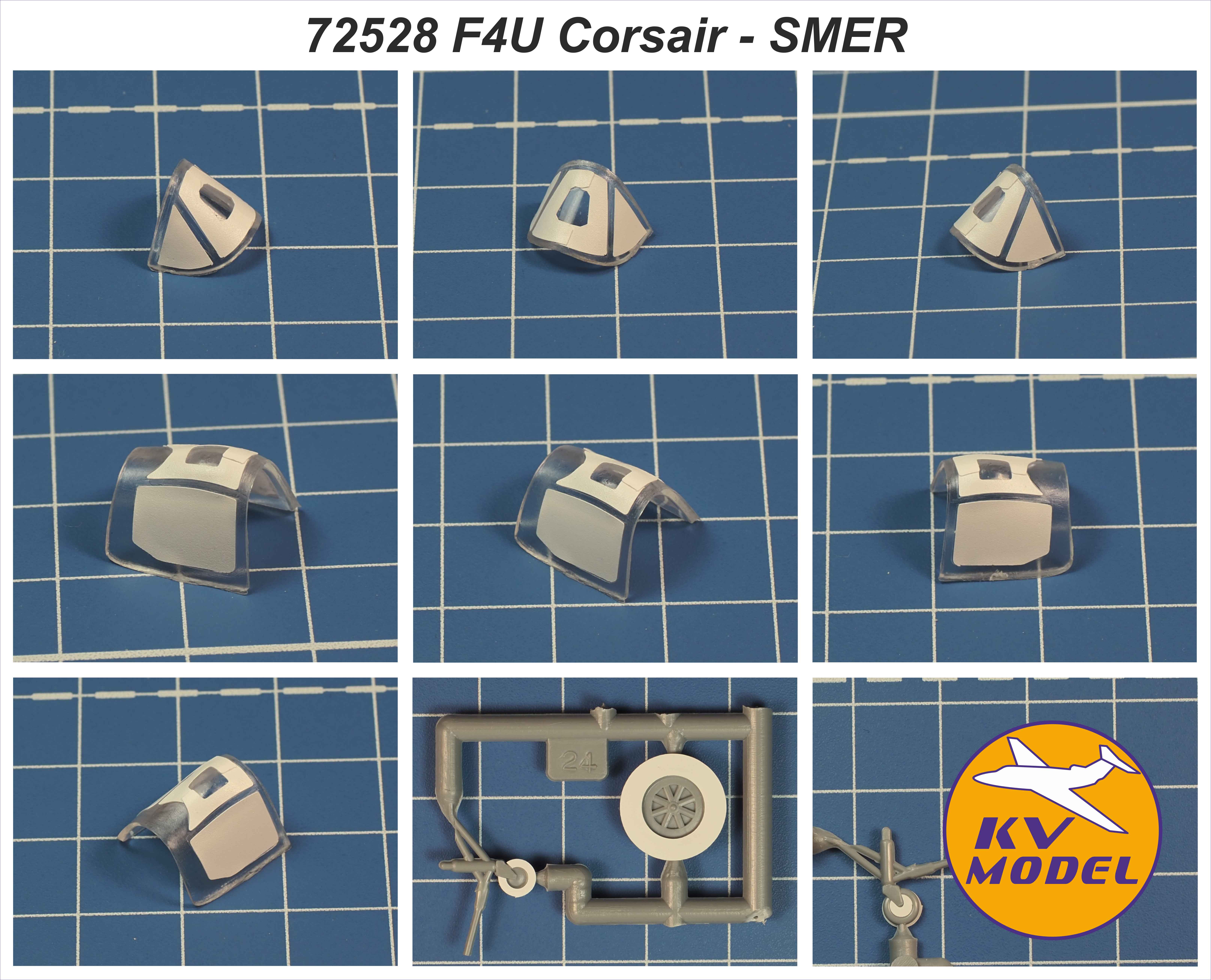 72528KV Окрасочная маска F4U-1 Corsair (SMER #SE0155, #0835, #0885 / INTECH #T23) + маски на диски и колеса