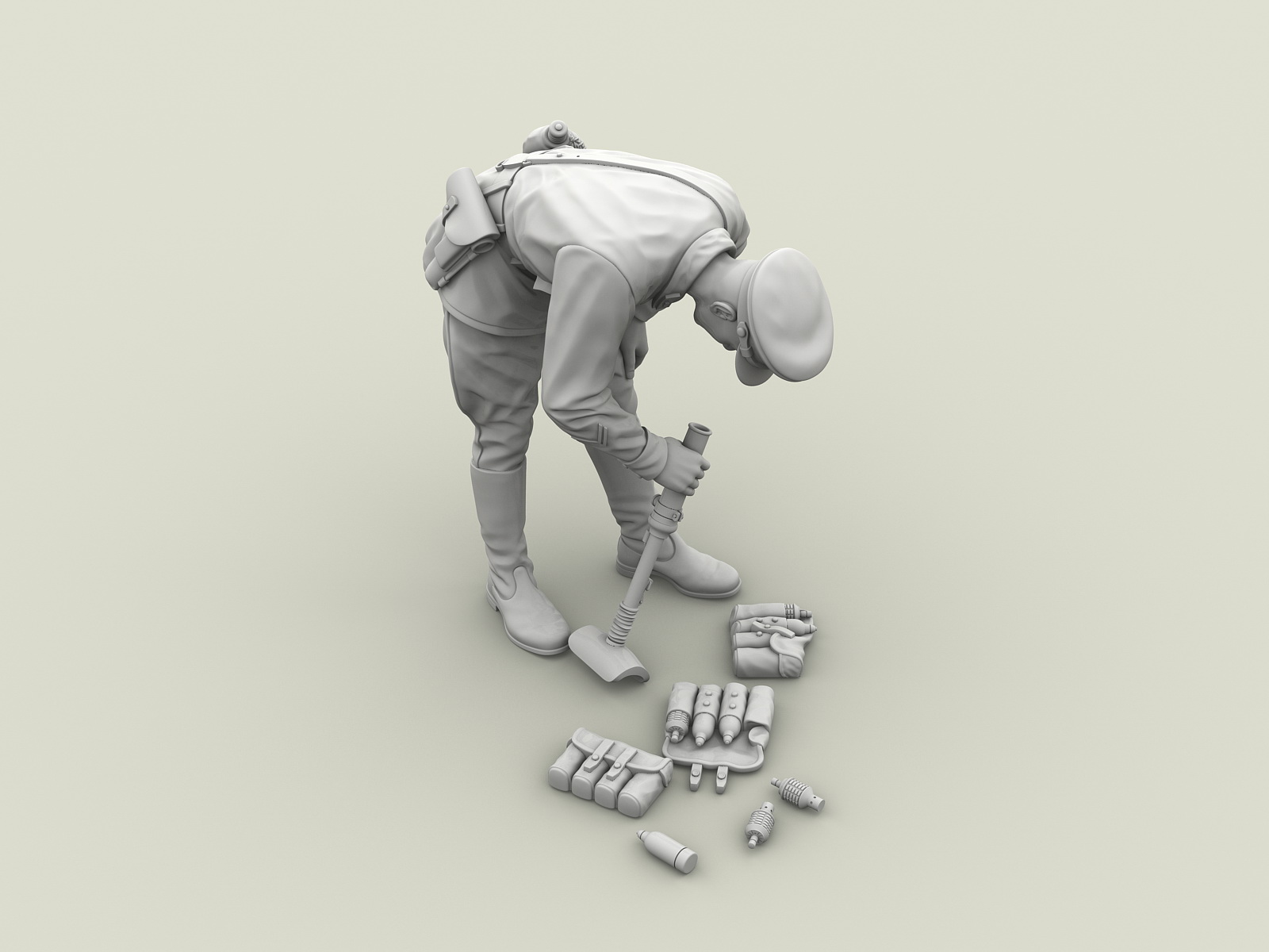 3127SOGA Лейтенант РККА с трофейным миномётом Тип 89. Халхин-Гол. 1939 г. SOGA Miniatures