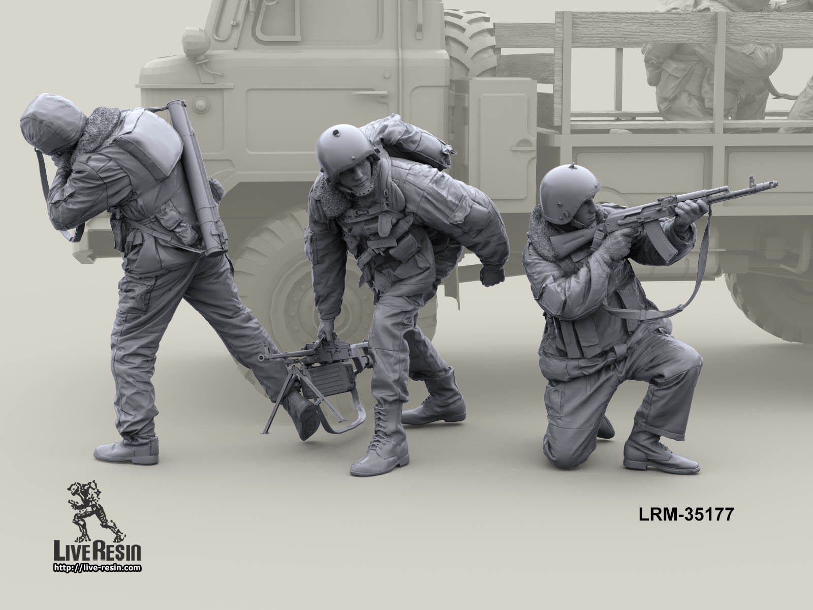 LRM35177 Военнослужащий ВВ, ведет огонь из АК-74  с колена Live Resin