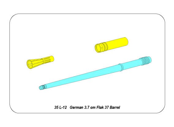 ABR-35-L-12  Дополнения для  German 3,7 cm Flak 37 Barrel для  1/35 ABR-35-L-12  Дополнения для  German 3,7 cm Flak 37 Barrel для  1/35
