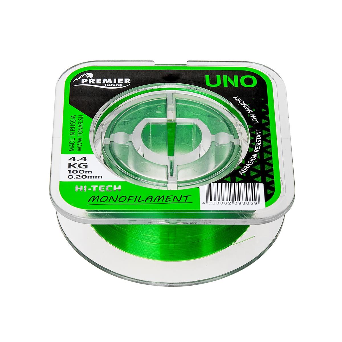 Леска UNO 0,20mm/100m Green Nylon (PR-U-G-020-100) Premier Fishing( цена указана за упаковку, в количестве 5шт.)