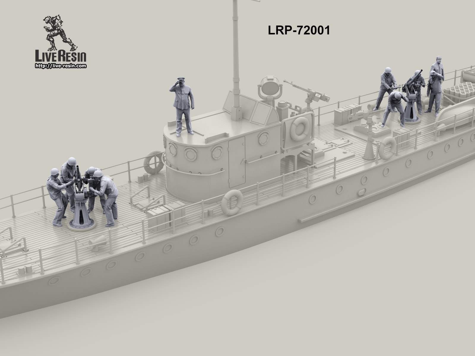 LRP-72002 Артиллерийский расчет катера Малый Охотник отражает атаку - расчет 2 (5 фигур) Live Resin