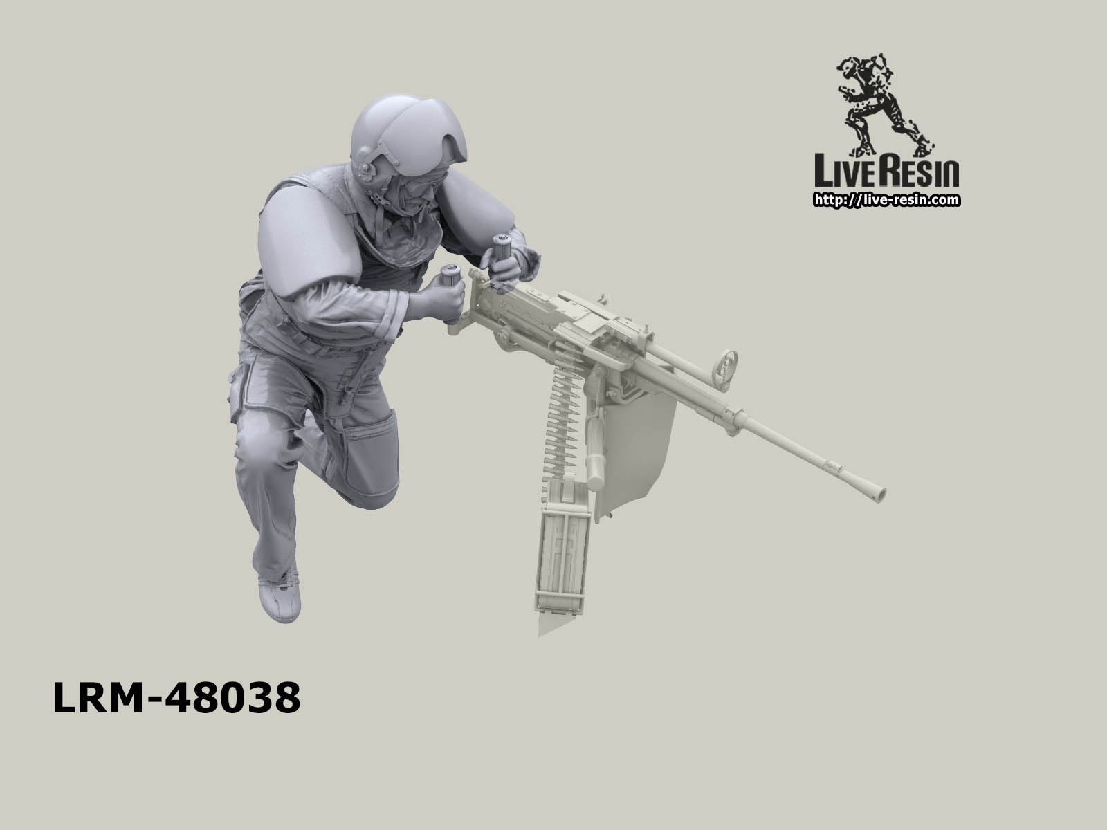 LRM48038 Советский бортмеханик-стрелок вертолета, стоящий на одном колене. Война в Афганистане, фигура 7 Live Resin