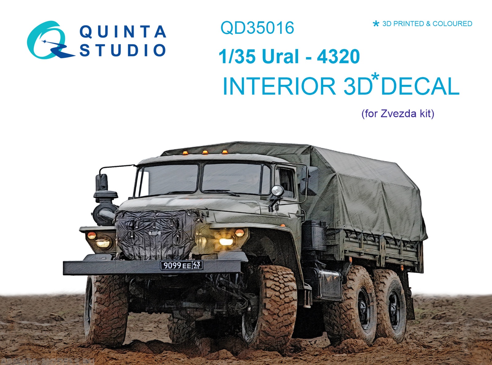 QD35016 3D Декаль интерьера кабины Урал-4320 (для модели Звезда)