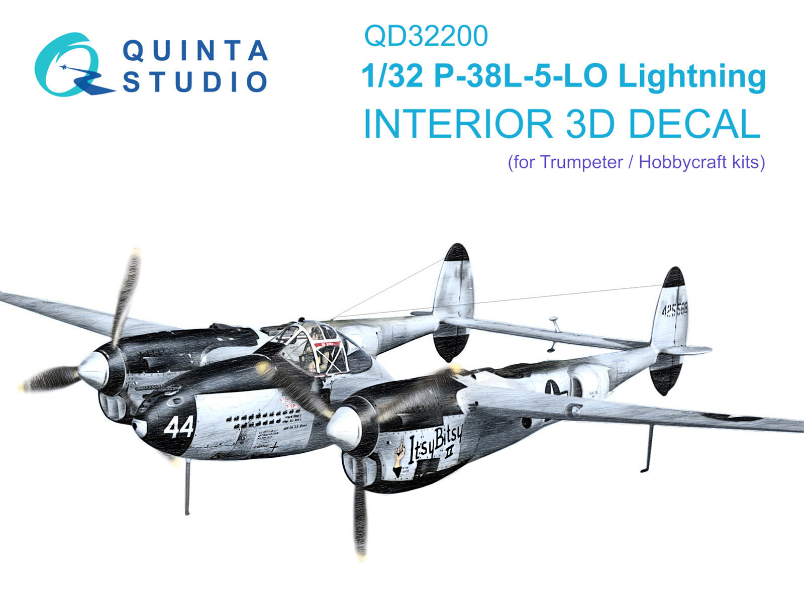 QD32200 3D Декаль интерьера кабины P-38L-5-LO Lightning (Trumpeter/Hobbycraft)