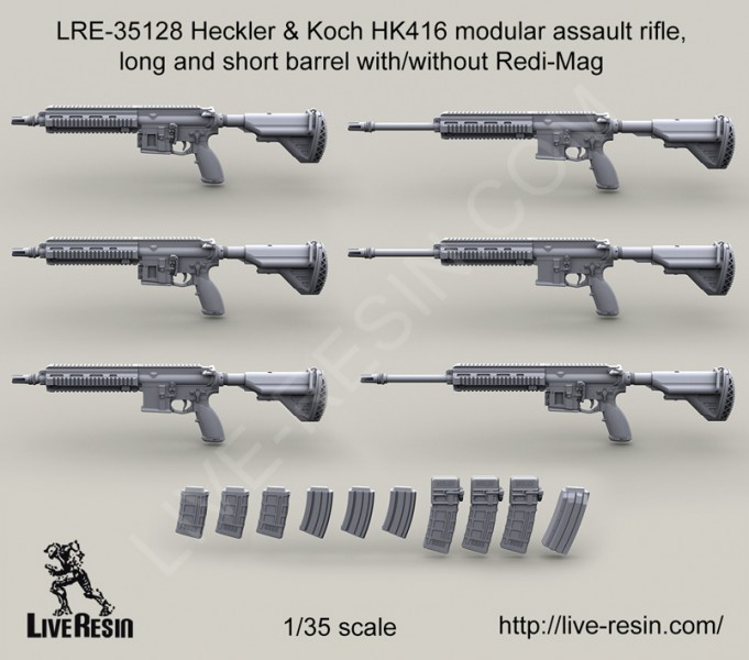 LRE35128 Модульная штурмовая винтовка Heckler & Koch HK416, длинный и короткий ствол с/без сдвоенным магазином LRE35128 Модульная штурмовая винтовка Heckler & Koch HK416, длинный и короткий ствол с/без сдвоенным магазином