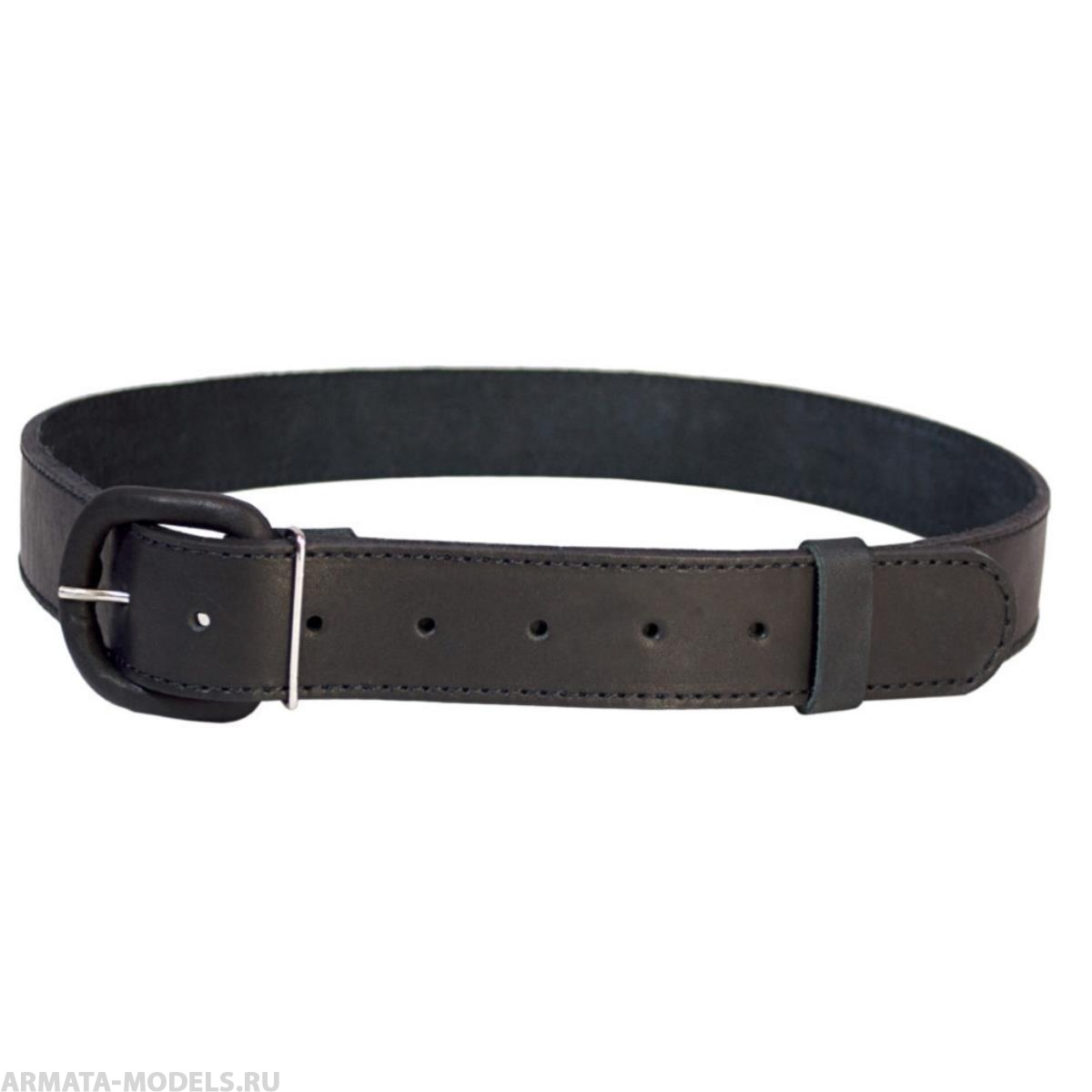 Ремень брючный кожаный с обтянутой пряжкой №4 черный (HS-Р-7№4-1) Helios